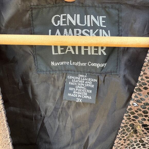 Navarre Leather Company Genuine Lambskin Black Tan Men's Leather Vest Size 3XL - Picture 3 of 7